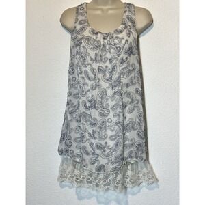 Tendenze 100%Silk Dress Tunic Top Made In Italy Layered Sleeveless Paisley Small
